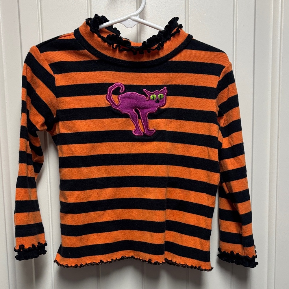 Hanna Andersson Striped Tee with Purple Cat Design
